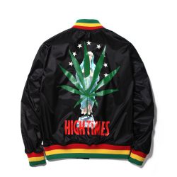 HIGH TIMES × WACKO MARIA RASTA STRIPED RIB VIRSITY JACKET