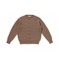 TWEEDY YARN BUTTONED CREW-NECK SWEATER