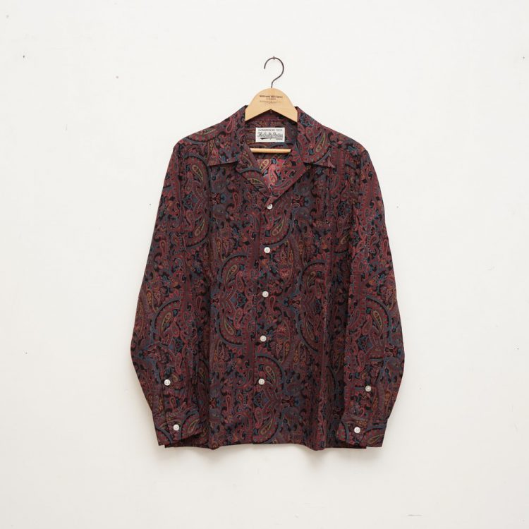 WACKO MARIA ワコマリア 18AW PAISLEY OPEN COLLAR SHIRT ペイズリー オープンカラー長袖シャツ バーガンディ 18FW-WMS-OC08