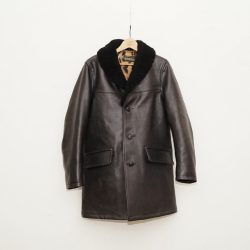 MOUTON COLLAR LEATHER GANG COAT