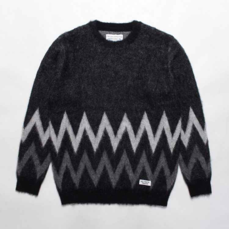 ワコマリア　STRIPED MOHAIR CREW NECK SWEATER