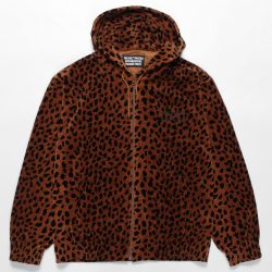 LEOPARD VELOUR HOODED JACKET