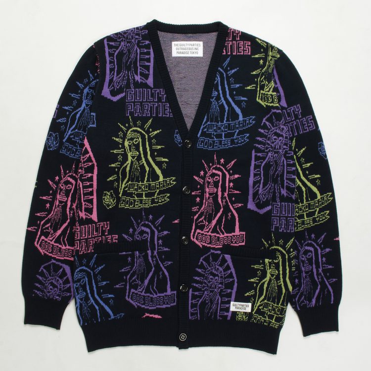 WACKO MARIA ワコマリア 21SS-WMK-KN17 MARIA JACQUARD CARDIGAN マリア ジャガード カーディガン グレー系 M