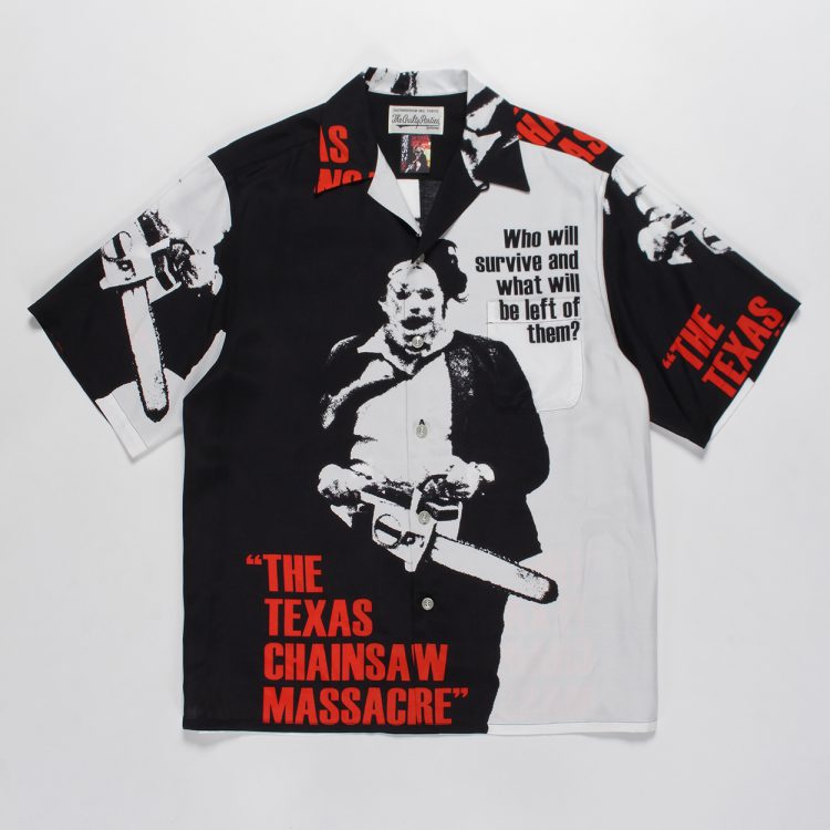 WACKO MARIA ワコマリア 22SS×THE TEXAS CHAINSAW MASSACRE S/S HAWAIIAN SHIRT×悪魔のいけにえコラボ ハワイアン総柄半袖シャツ ブラック