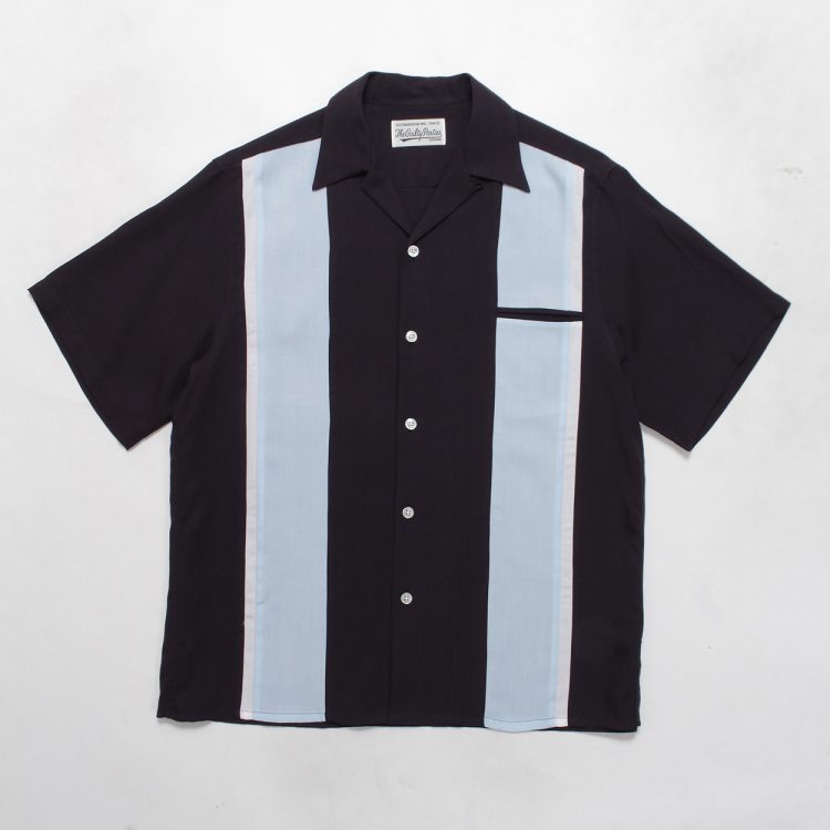 メンズワコマリア 50'S SHIRT リヨセル オープンカラー 開襟 シャツ 黒