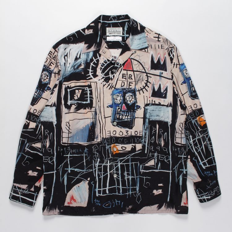 【美品】  WACKO MARIA / ワコマリア | 2021SS × Jean-Michel Basquiat / ジャン＝ミシェル・バスキア HAWAIIAN SHIRT (TYPE4) バスキア オープンカラー アロハ シャツ | S | オレンジ/ブラック | メンズTシャツ/カットソー(半袖/袖なし)