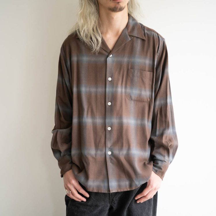 WACKO MARIA CHECK OPEN COLLAR SHIRT オンブレ-