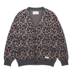 LEOPARD JACQUARD KNIT CARDIGAN