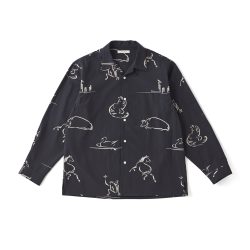 ORIGINAL PRINTED OPEN COLLAR SHIRTS (Animal Drawing) Long-sleeve