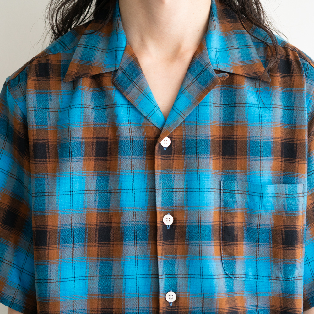 WACKO MARIA / OMBRE CHECK OPEN COLLAR SHIRT S/S (TYPE-2) / kaddish
