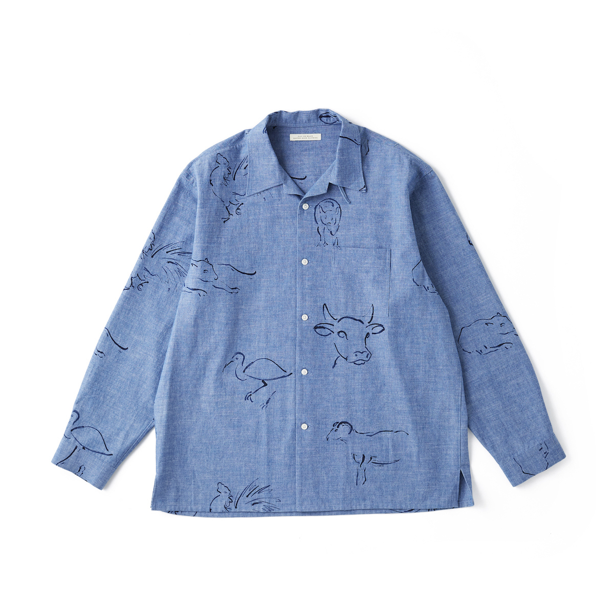 ORIGINAL PRINTED OPEN COLLAR SHIRTS(DRAWING)Long-sleeve