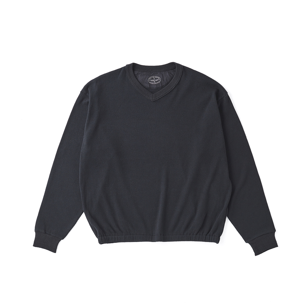 V-NECK SILK NEP RIBED TOPS