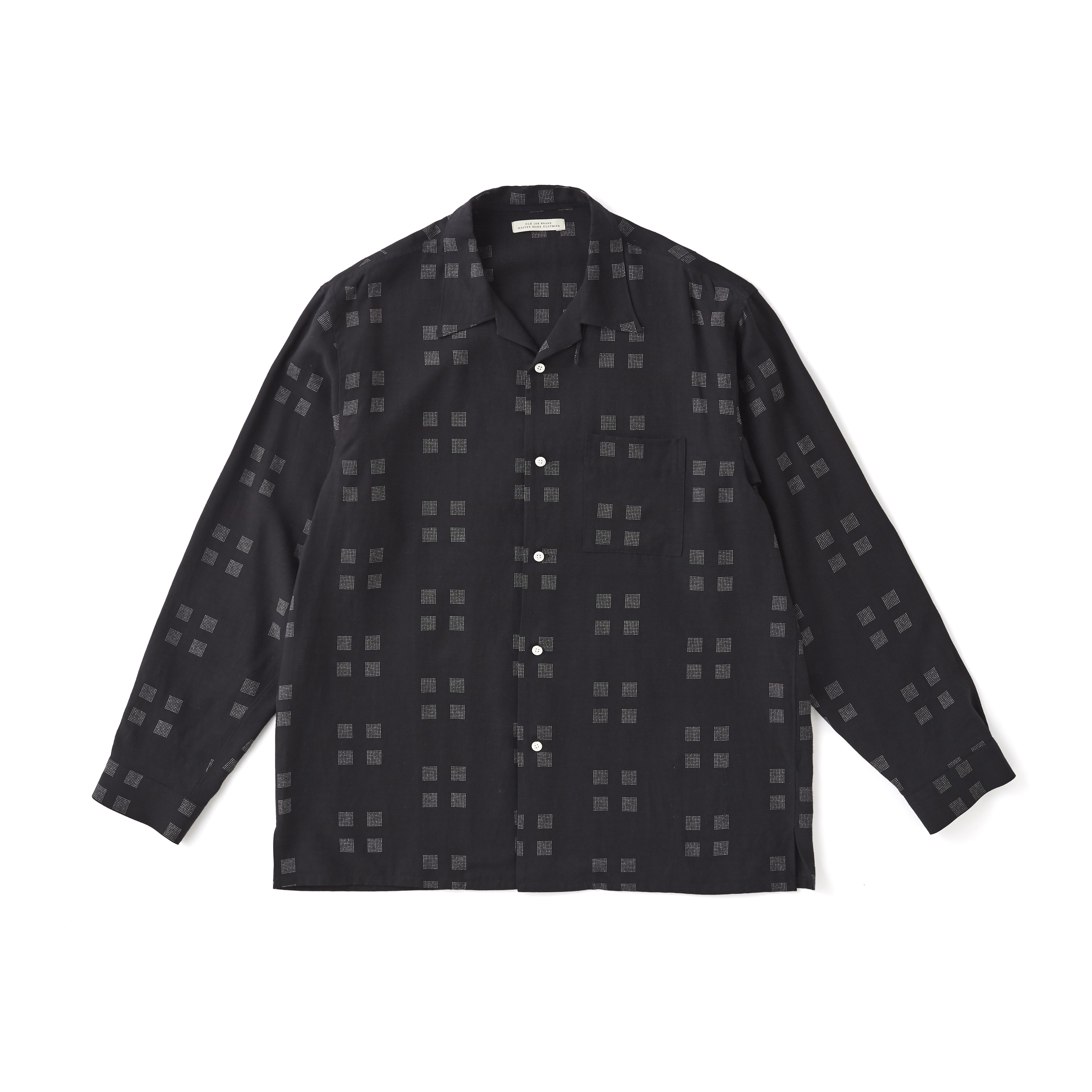 ORIGINAL PRINTED OPEN COLLAR SHIRTS (Square Dot) Long-sleeve