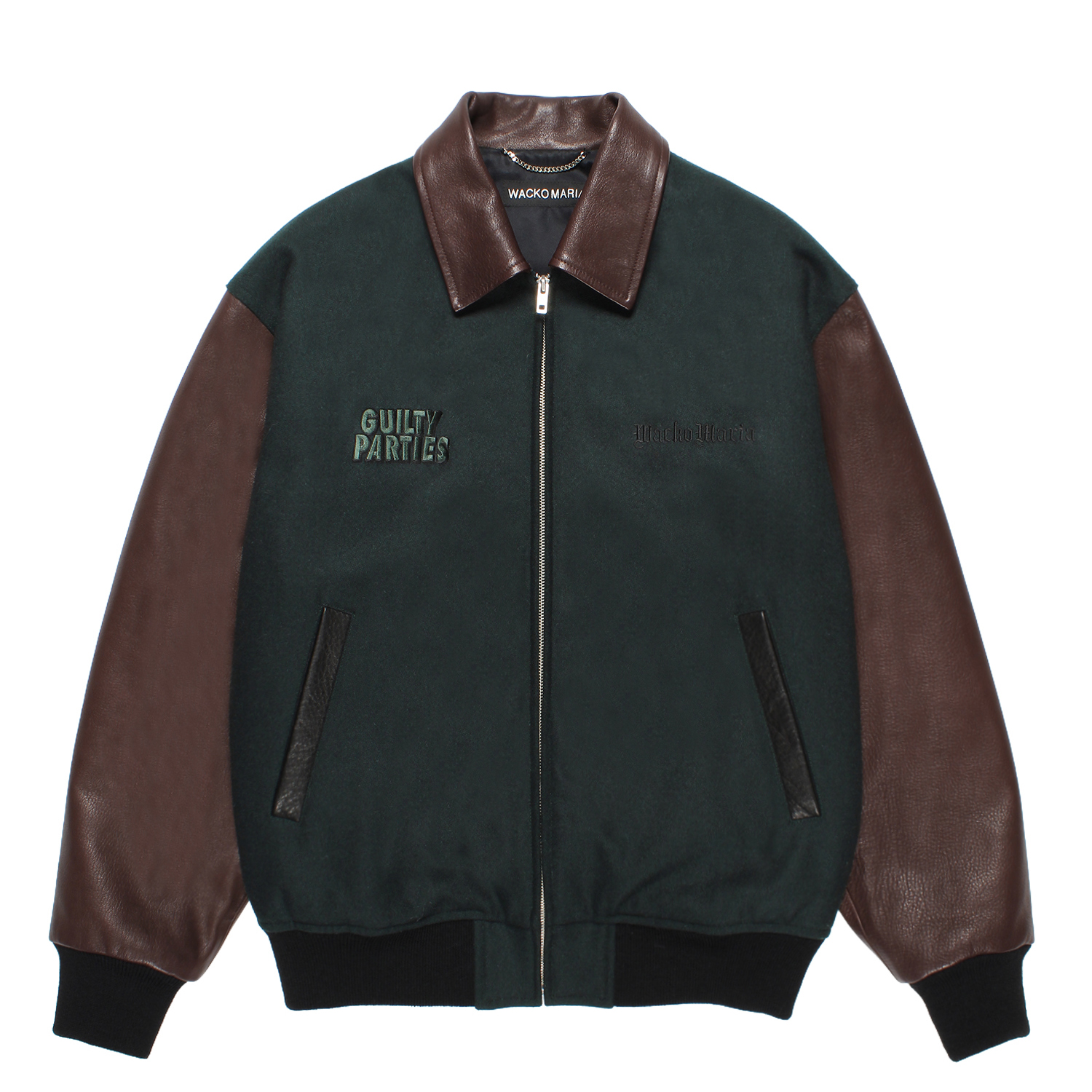 WACKOMARIA ワコマリア VARSITY JACKET レザースタジャン COWHIDE LEATHER VARSITY JACKET -B- (TYPE-1)【EMERALD